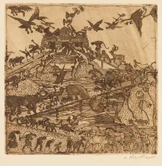 Die Arche Noah by Oskar Laske, 1910, Etching, sold Oct 2010