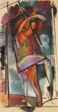 Walter Tanau, Auf dem Trapez, 1946, Gouache