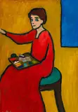 Gabriele Münter, Beim Malen (wohl Marianne von Werefkin), 1911, Oil on cardboard