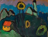 Gabriele Münter, Landschaft mit Sonnenblumen