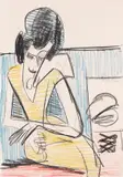 Sitzende am Tisch by Ernst Ludwig Kirchner, 1932, Chalk drawing, sold Jun 2010