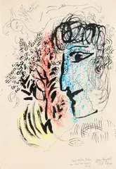 Marc Chagall, Kopf im Profil, 1958, India Ink