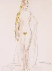 Kees van Dongen, La Blonde (Femme blonde, nue debout), 1925, Chalk drawing