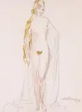 Kees van Dongen, La Blonde (Femme blonde, nue debout), 1925, Chalk drawing