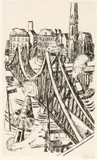 Max Beckmann, Grosse Brücke ("Eiserner Steg" in Frankfurt am Main), 1922, Drypoint