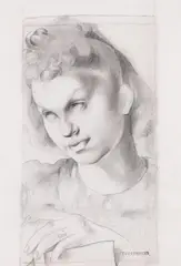 Tamara de Lempicka, Étude pour "Jeune fille dessinant", 1937, Pencil drawing