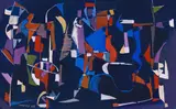 André Lanskoy, Composition sur fond violet, 1962, Gouache