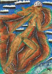 Herbert Achternbusch, Besuch aus München 47, 1991, Gouache
