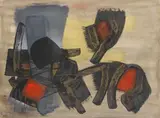 Vor Grau und Grün by Fritz Winter, 1954, Oil on paper, sold Apr 2010