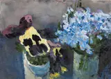 Stiefmütterchen und Vergissmeinnicht by Klaus Fußmann, 1986, Watercolour, sold Apr 2010