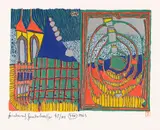 Friedensreich Hundertwasser, Haus und Spirale im Regen
