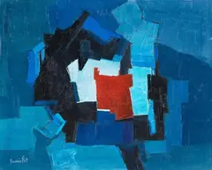 Composition au centre rouge by Francis Bott, 1959, Oil on canvas, sold Apr 2010