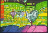 Testament in Gelb by Friedensreich Hundertwasser, 1971, Silkscreen in colours, sold Apr 2010