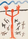 A. R. Penck, Figur auf hellem Grund, 1960, Gouache