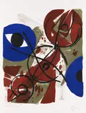Ernst Wilhelm Nay, Dominant-Blau, 1964, Lithograph in colours