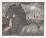 Hexe, Hexenhaus und Höllenfürst by Paul Flora, 1987, Pen and India ink drawing, sold Apr 2010