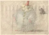 Paul Flora, Piazza San Marco mit Pestarzt und pompösem Bajazzo