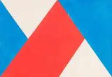 Hermann Glöckner, Blau-Weiß auf Rot, 1971, Gouache