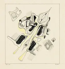 Rolf Cavael, Komposition, 1947, India ink drawing