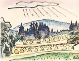 Herbstlandschaft (Ernte im Spessart) by Karl Schmidt-Rottluff, 1949, Watercolour, sold Apr 2010