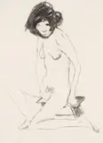 Otto Mueller, Sitzendes Mädchen, 1920, Brush and India ink drawing