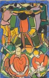 Max Ackermann, Tanzreigen - Entwurf für ein Glasfenster, 1930, Pastel