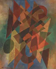 William Wauer, Geometrische Komposition, 1920, Oil on fibreboard