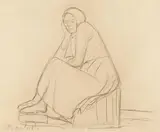 Ernst Barlach, Sitzende, den Kopf in die rechte Hand gestützt, 1913, Charcoal drawing