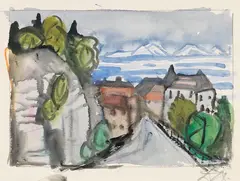 Dorfstraße by Otto Dix, 1950, Watercolour, sold Apr 2010