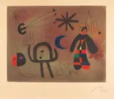 Joan Miró, L'oiseau fusée, 1952, Etching and aquatint in colours