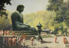Erich Kips, Der Daibutsu in Kamakura, Japan, 1930, Oil on canvas