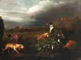 Adriaen Cornelisz Beeldemaker, Auf der Jagd, 1701, Oil on canvas