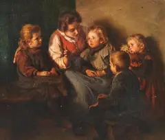 Max Arenz, Die Erzählstunde, 1910, Oil on panel