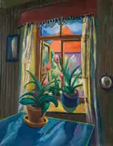 Heinrich Harry Deierling, Blumen im Fenster, 1920, Oil on canvas