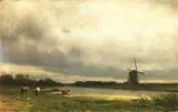 Julius Jacobus van de Sande Bakhuyzen, Holländische Landschaft, 1870, Oil on canvas