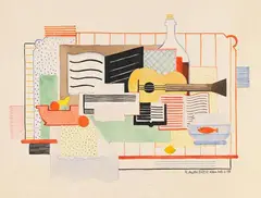 Rudolf Ausleger, Kubistisches Stillleben, 1926, Watercolour