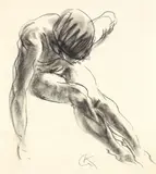 Georg Kolbe, Nach vorn gebeugter sitzender Akt, 1930, Chalk drawing