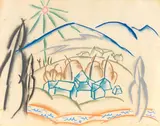 Walter Ophey, Stadt im Gebirge, 1919, Pastel
