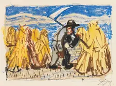 Bauer mit Sense by Otto Dix, 1950, Watercolour, sold Apr 2010