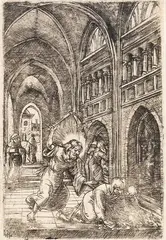 Albrecht Altdorfer, Christus vertreibt die Wechsler aus dem Tempel, 1519, Engraving