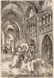Albrecht Altdorfer, Christus vertreibt die Wechsler aus dem Tempel, 1519, Engraving