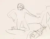 Knieender Akt mit zwei Figuren by Ernst Ludwig Kirchner, 1910, Pencil drawing, sold Apr 2010