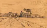 Otto Modersohn, Die Windmühle, 1907, Charcoal drawing