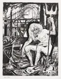 Albert Birkle, Der trauernde Neptun, 1968, Charcoal