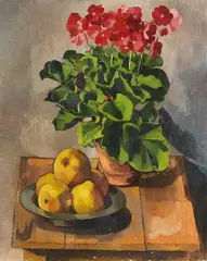 Georg Breitwieser, Stillleben mit Blumentopf, 1937, Oil on canvas