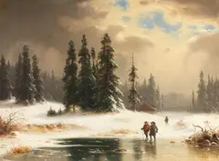 Ludwig Scheins, Winterlandschaft, Oil on canvas