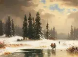 Ludwig Scheins, Winterlandschaft, Oil on canvas
