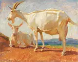 Julius Paul Junghanns, Ziegen auf der Weide, 1920, Oil on canvas