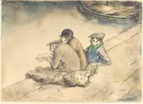 A. Paul Weber, Am Kai, 1940, Watercolour