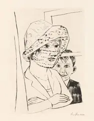 Dame mit Knabe by Max Beckmann, 1923, Drypoint, sold Apr 2010